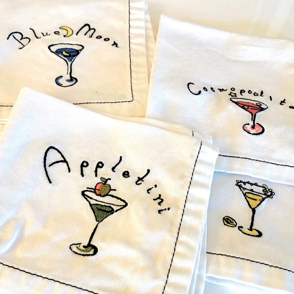 4 Fun Pottery Barn🍸🍹🥃 Cotton Cocktail Napkins - Picture 4 of 11